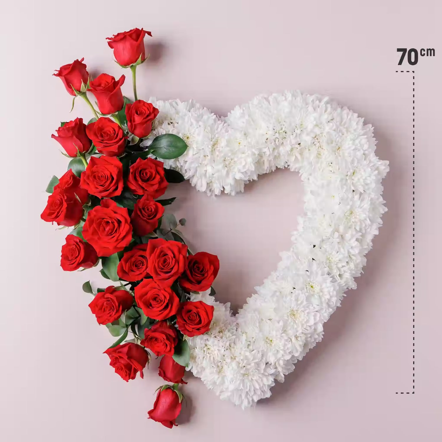 Eternal Peace Heart Wreath White Rose &amp; Chrysanthemum Funeral Wreath