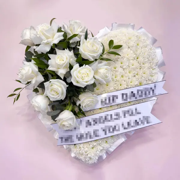 Heartfelt Remembrance White Rose Heart