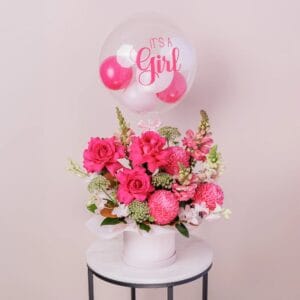 Welcome Baby Girl Blooms balloons