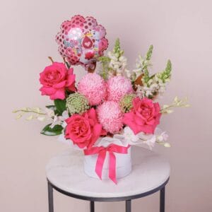 Welcome Little One Hatbox Gift - With Balloon for Newborn occasion