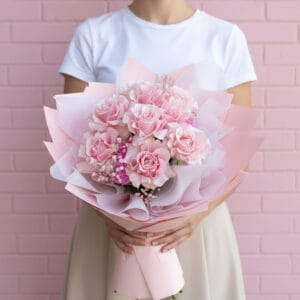 Send a sweet Valentine's Day surprise with our Pastel Dream Bouquet. A stunning arrangement of soft pink roses. Order for St Albans local delivery!